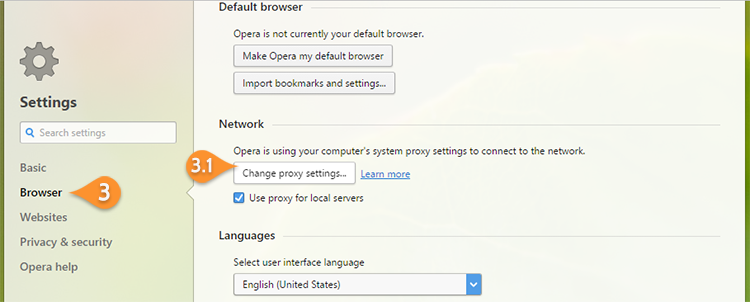 How to setup proxy on Opera Browser